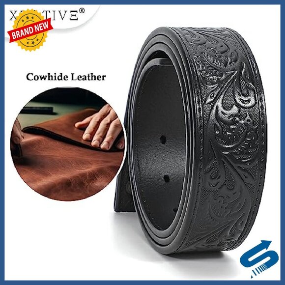 Genuine Leather Western Belt Silver Diamond Buckle Unisex Cowboy Cowgirl main image 7